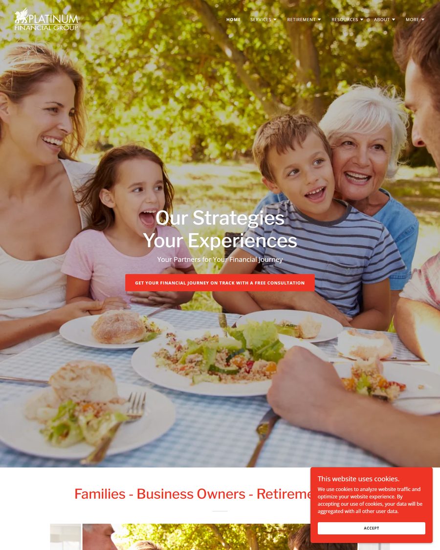 Platinum Financial Group before redesign