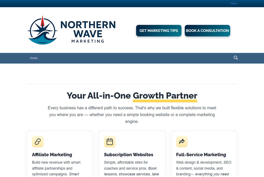 Northern Wave Marketing website screenshot